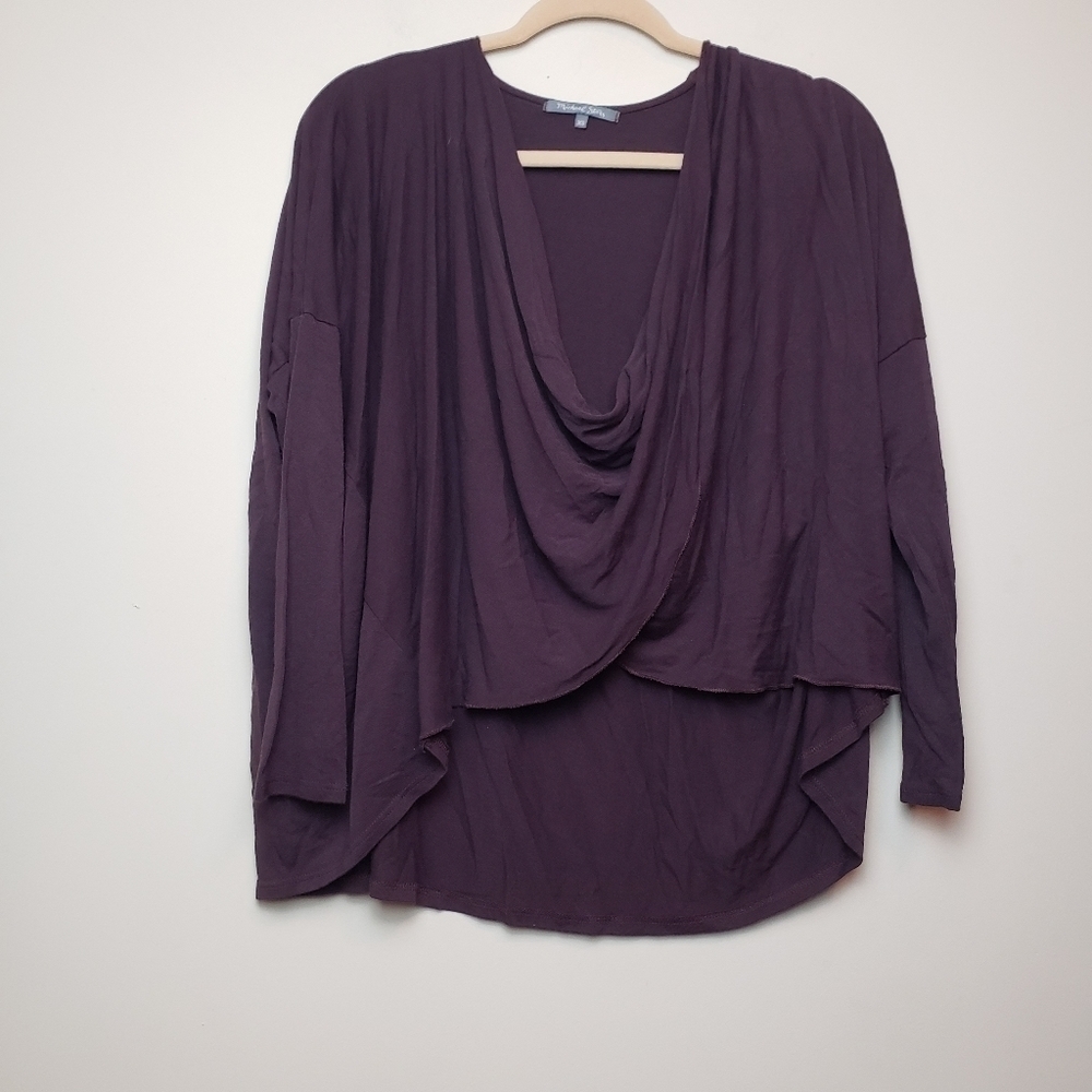 MICHAEL STARS Drape Wrap Long Sleeved Rayon Blouse YIPQA